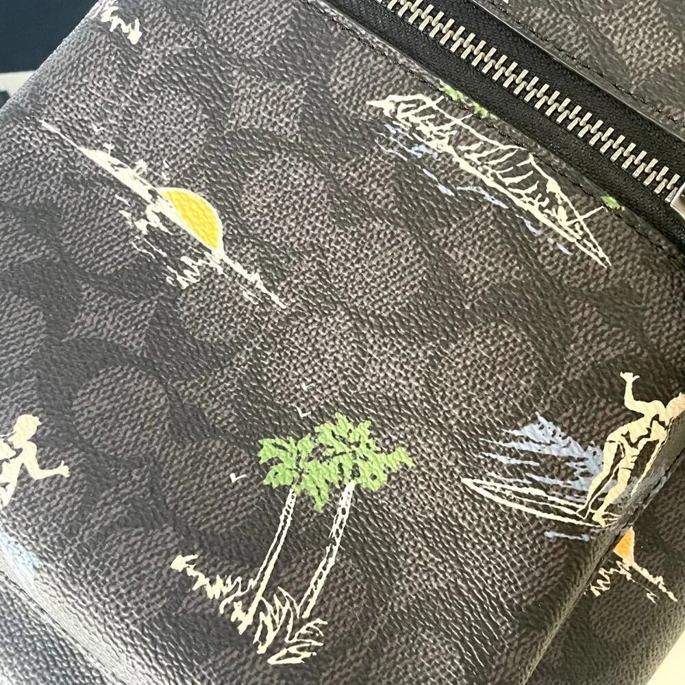 Coach West Pack 2853 Mens Surf Print Signature Canvas Leather Crossbody